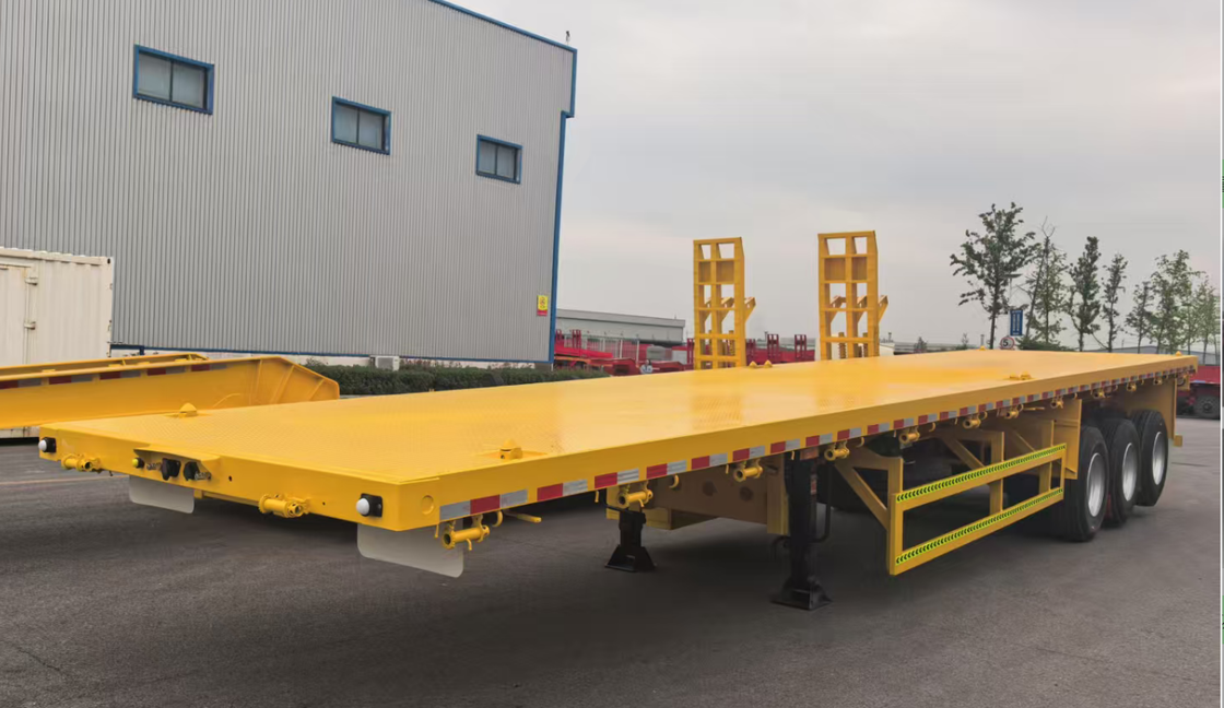 Fabrikmaßgeschneiderter 12,5-Meter-3-Achs-Geradträger-Tieflader-Sattelanhänger Schwerlast-Container-Transportanhänger zu verkaufen